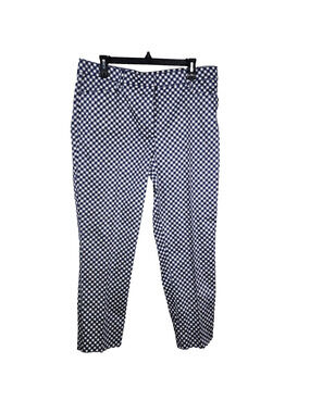 Isaac Mizrahi Live! Ankle Pants Sz 14 Regular Gingham Print Blue Tapered A263846